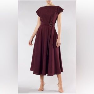 MEEM LABEL Plum Dress | Elegant Classy Belted Dress | Timeless Dress
